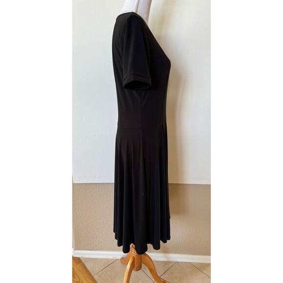 NTW Melissa Masse Made to Measure Short Sleeve Black Dress Sz M Fit and Flare - Picture 2 of 9